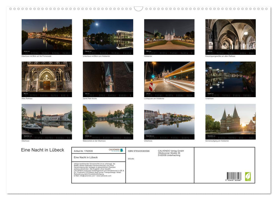 Eine Nacht in Lübeck (CALVENDO Wandkalender 2025)