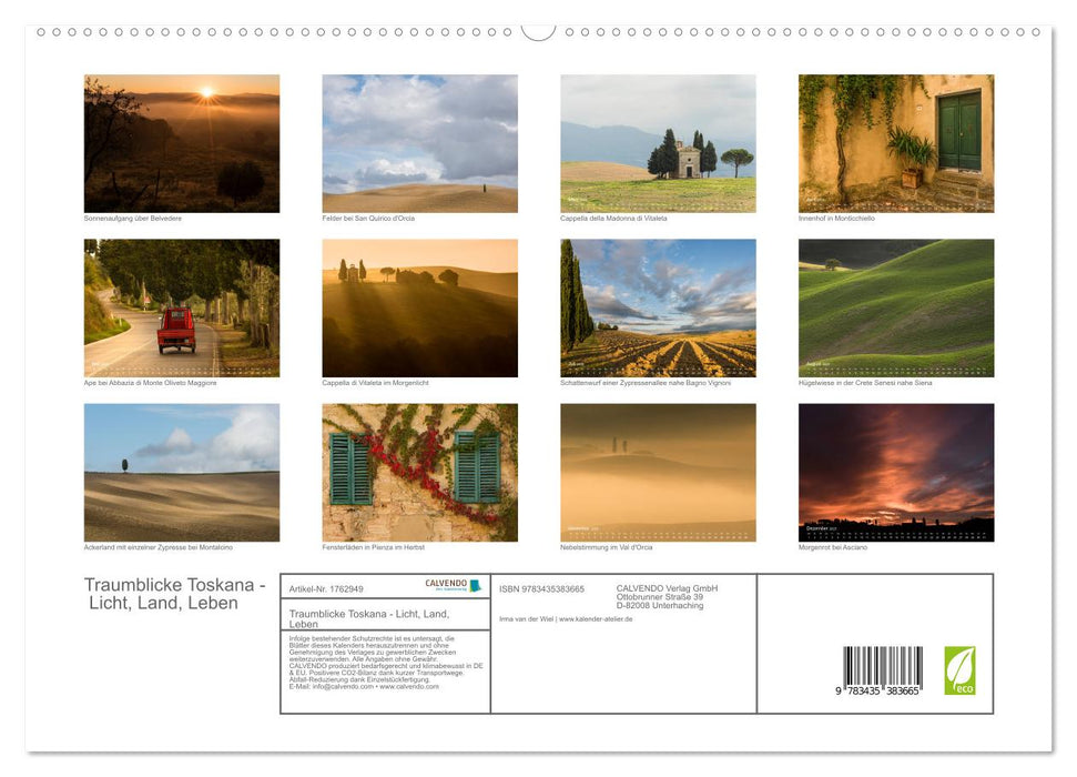 Traumblicke Toskana - Licht, Land, Leben (CALVENDO Premium Wandkalender 2025)