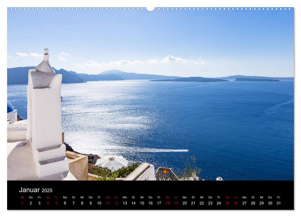 Santorini - Königin der Kykladen (CALVENDO Premium Wandkalender 2025)