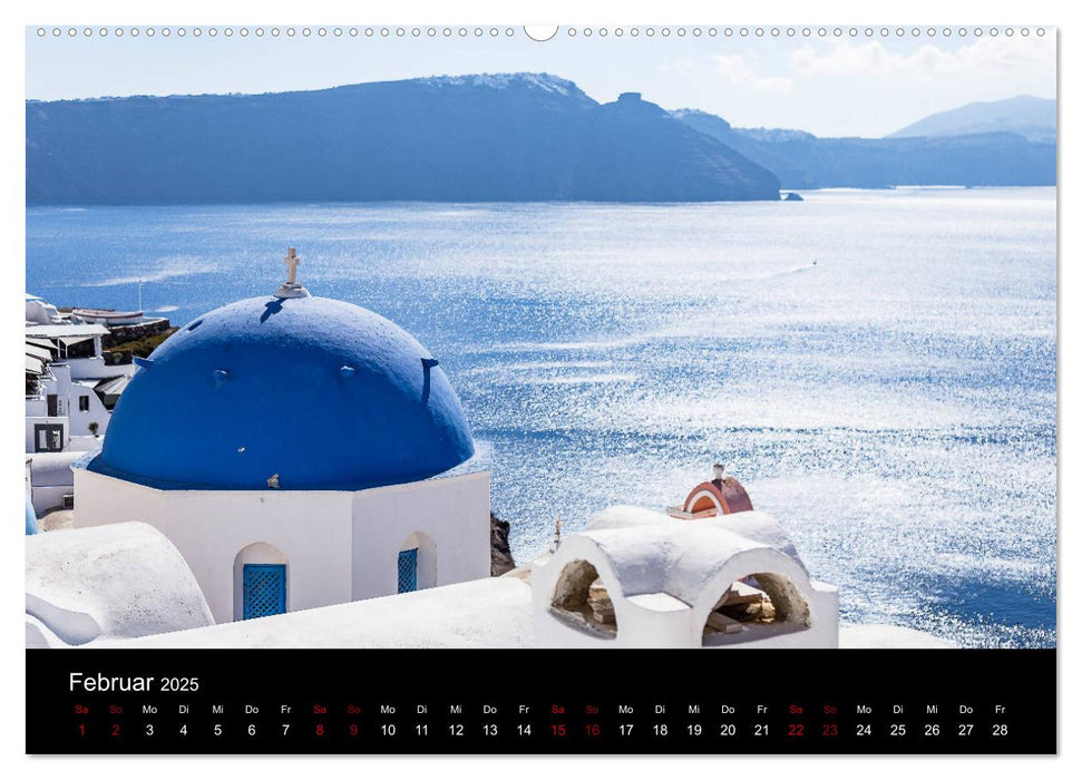 Santorini - Königin der Kykladen (CALVENDO Premium Wandkalender 2025)