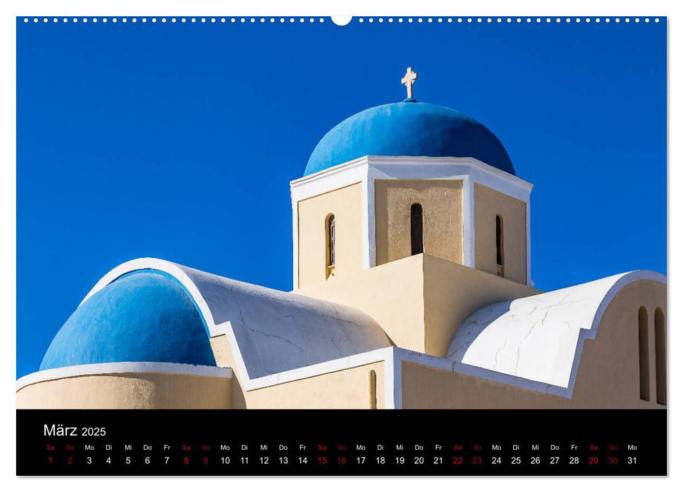 Santorini - Königin der Kykladen (CALVENDO Premium Wandkalender 2025)