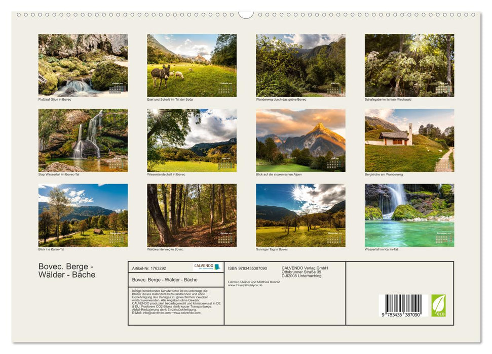 Bovec. Berge - Wälder - Bäche (CALVENDO Premium Wandkalender 2025)