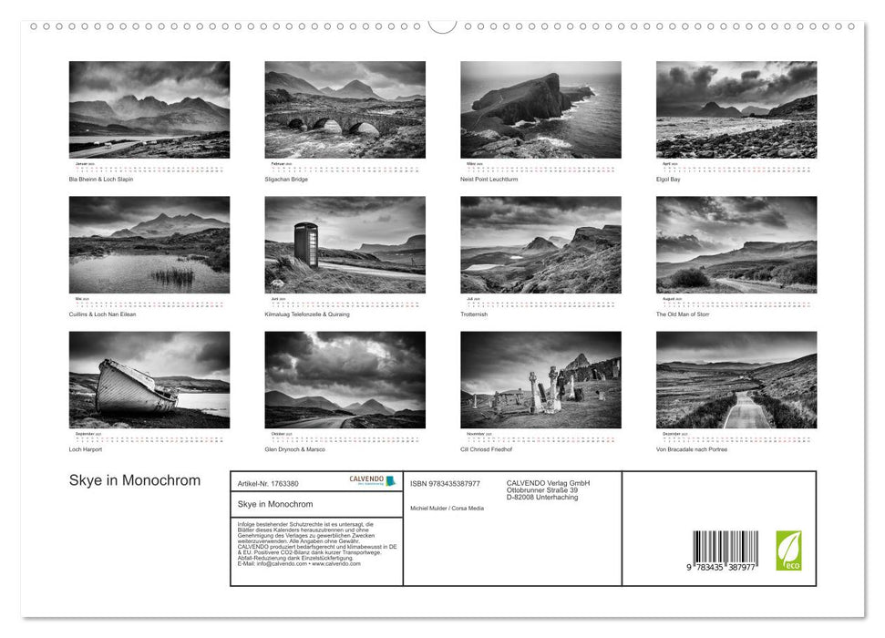 Skye in Monochrom (CALVENDO Premium Wandkalender 2025)