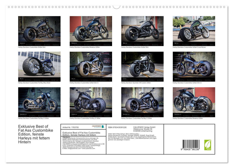 Exklusive Best of Fat Ass Custombike Edition, feinste Harleys mit fettem Hintern (CALVENDO Premium Wandkalender 2025)