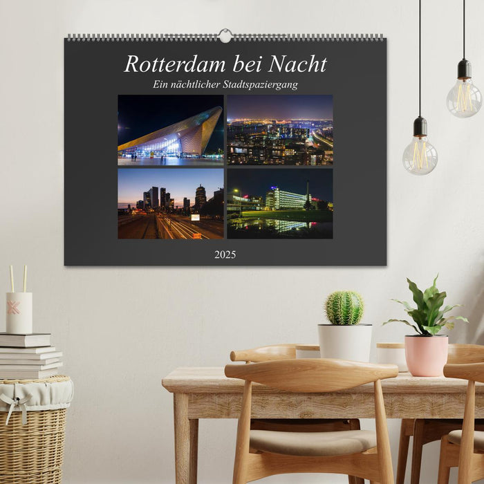 Rotterdam bei Nacht (CALVENDO Wandkalender 2025)