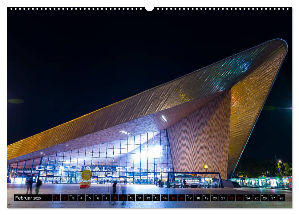 Rotterdam bei Nacht (CALVENDO Wandkalender 2025)