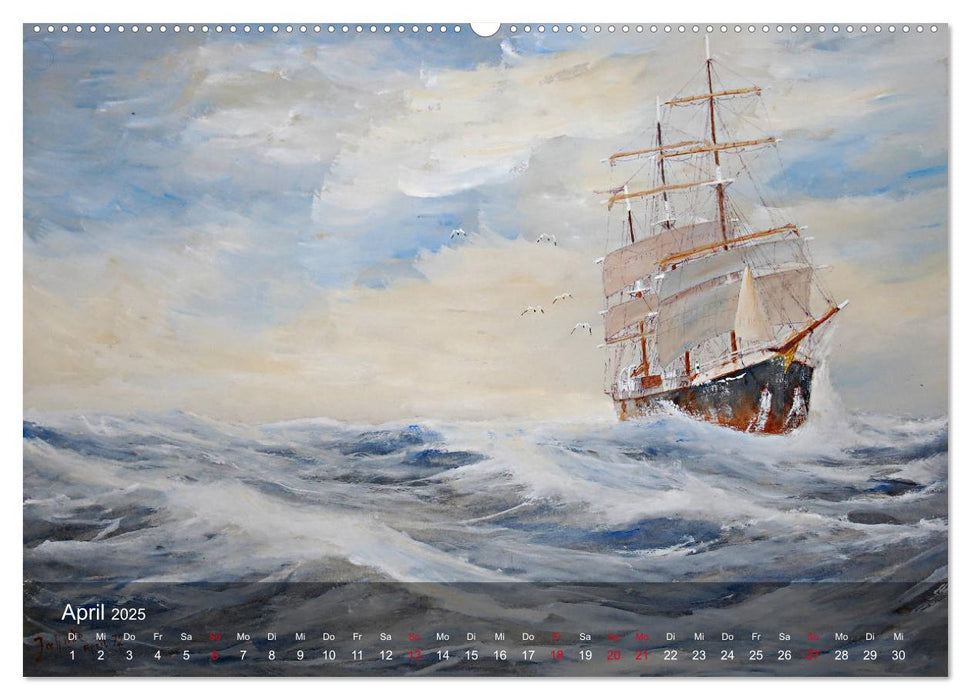 Segel am Horizont - Marinemaler Alfred Jahnke (CALVENDO Premium Wandkalender 2025)