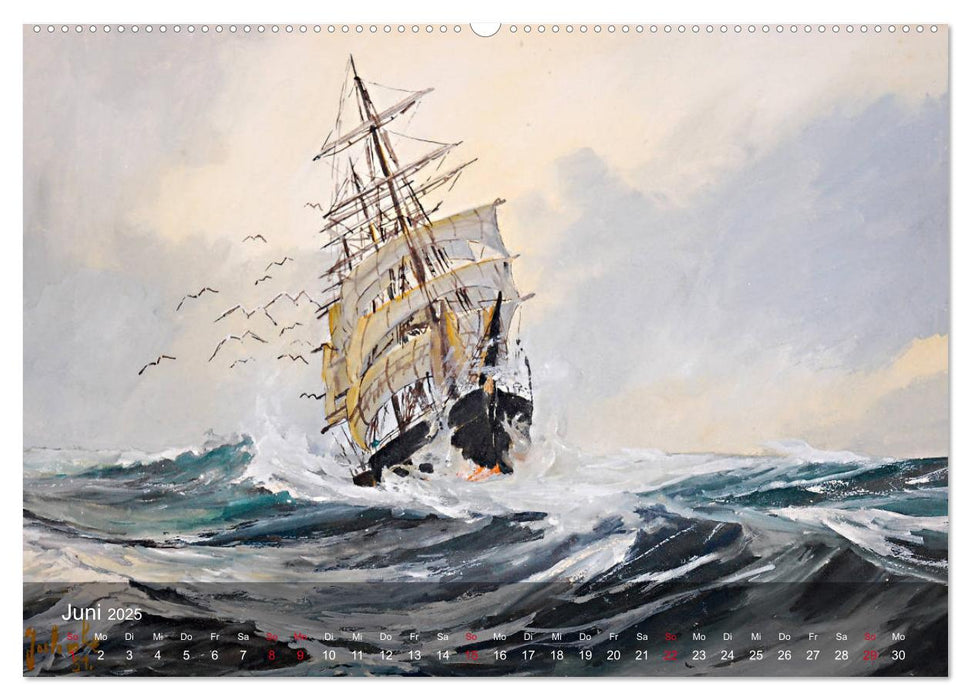 Segel am Horizont - Marinemaler Alfred Jahnke (CALVENDO Premium Wandkalender 2025)