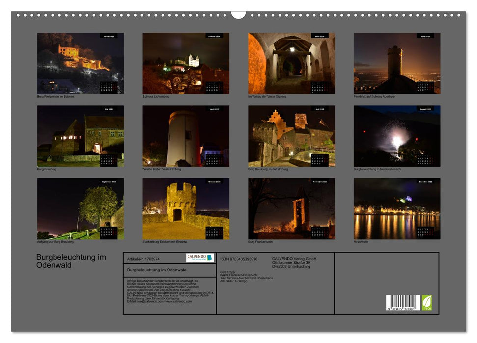 Burgbeleuchtung im Odenwald (CALVENDO Wandkalender 2025)