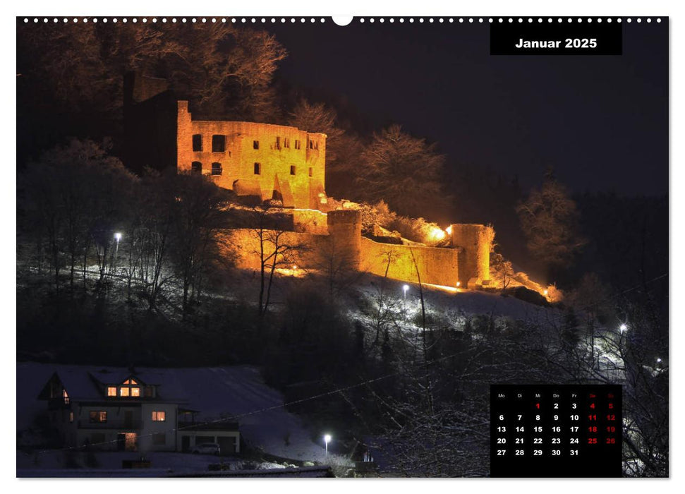 Burgbeleuchtung im Odenwald (CALVENDO Wandkalender 2025)