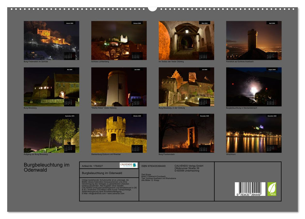 Burgbeleuchtung im Odenwald (CALVENDO Premium Wandkalender 2025)