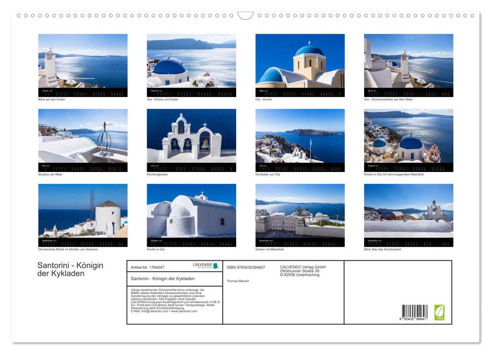 Santorini - Königin der Kykladen (CALVENDO Wandkalender 2025)