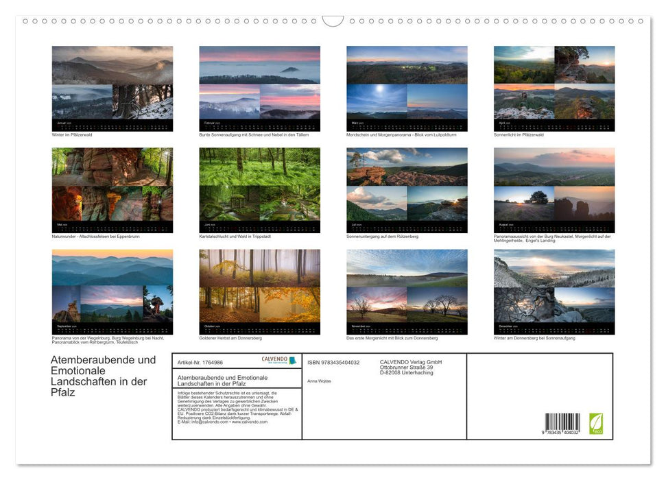 Atemberaubende und Emotionale Landschaften in der Pfalz (CALVENDO Wandkalender 2025)