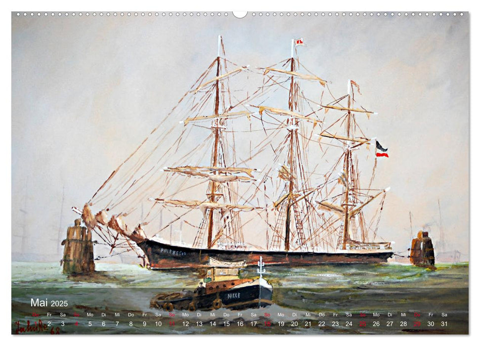 Segel am Horizont - Marinemaler Alfred Jahnke (CALVENDO Wandkalender 2025)