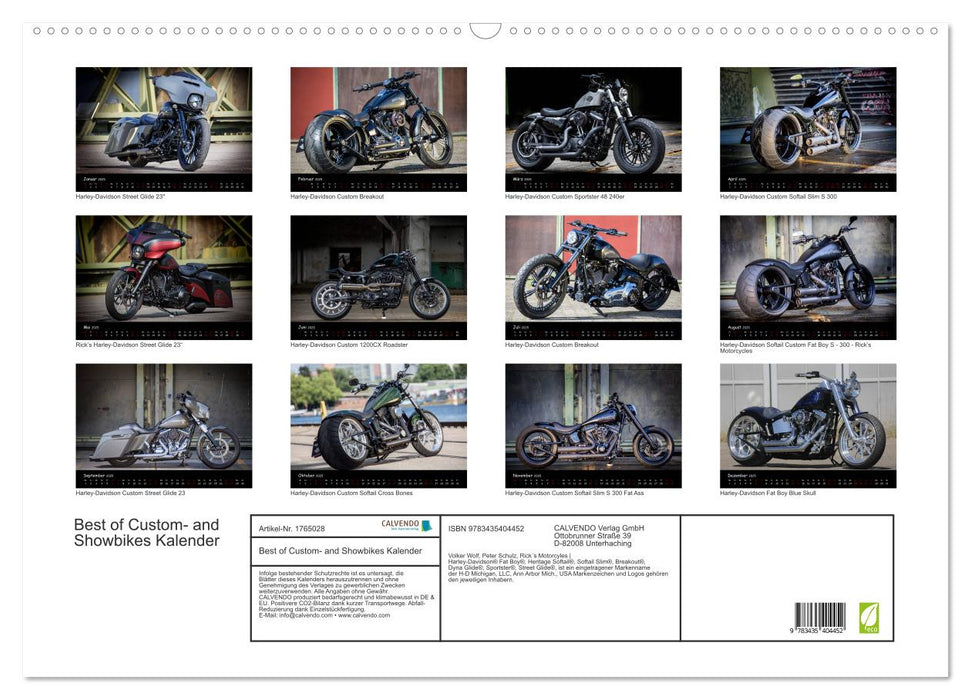 Best of Custom- and Showbikes Kalender (CALVENDO Wandkalender 2025)