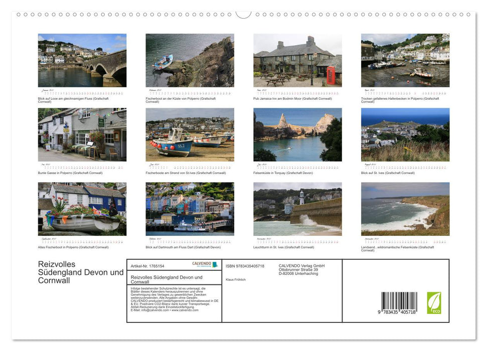 Reizvolles Südengland Devon und Cornwall (CALVENDO Premium Wandkalender 2025)