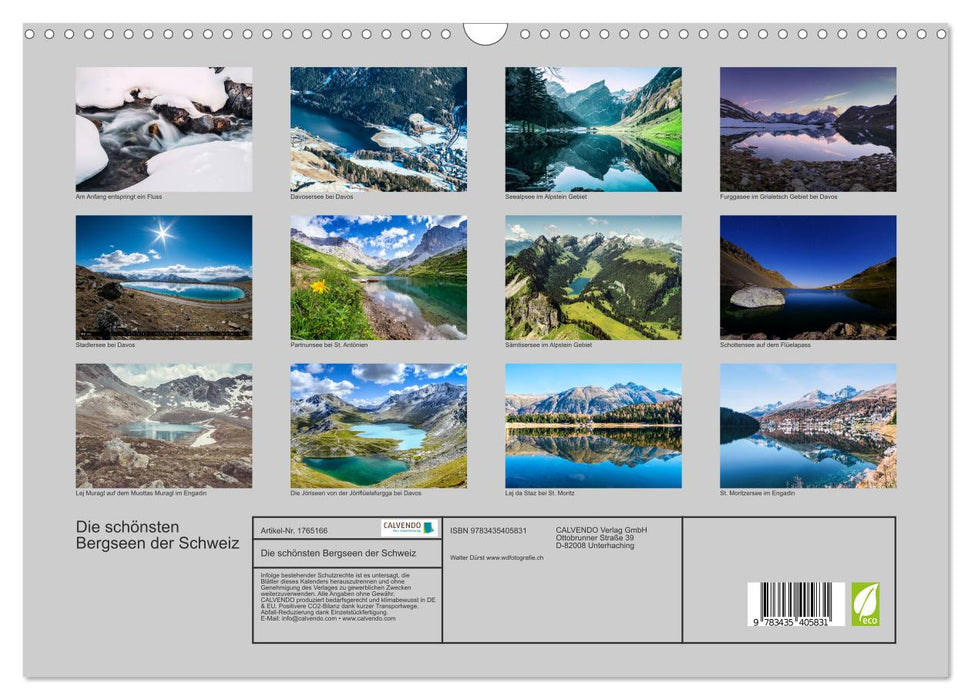 Die schönsten Bergseen der Schweiz (CALVENDO Wandkalender 2025)