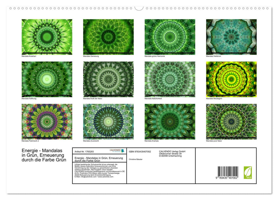 Energie - Mandalas in Grün, Erneuerung durch die Farbe Grün (CALVENDO Premium Wandkalender 2025)