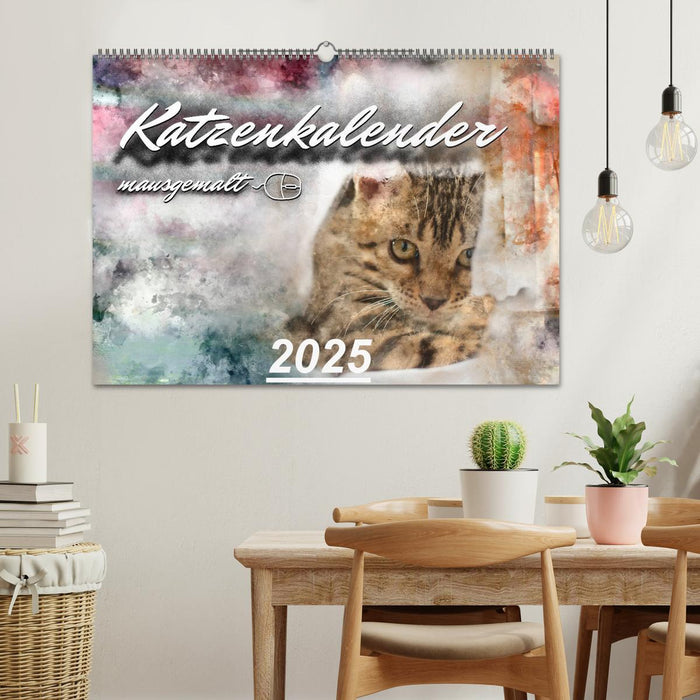 Katzenkalender mausgemalt (CALVENDO Wandkalender 2025)