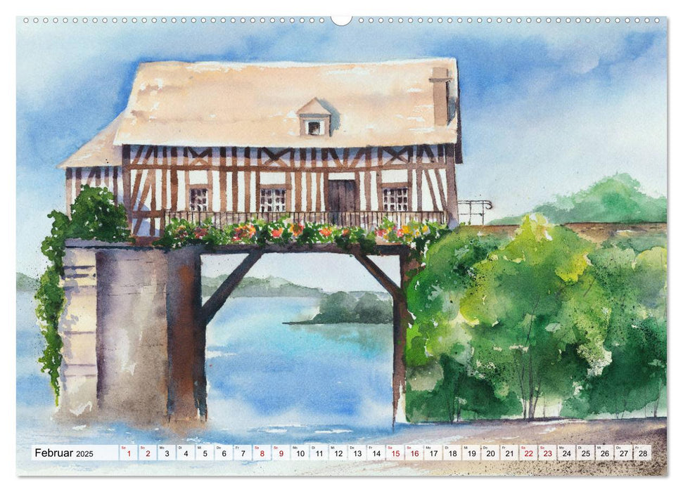 Frankreich Aquarelle (CALVENDO Premium Wandkalender 2025)