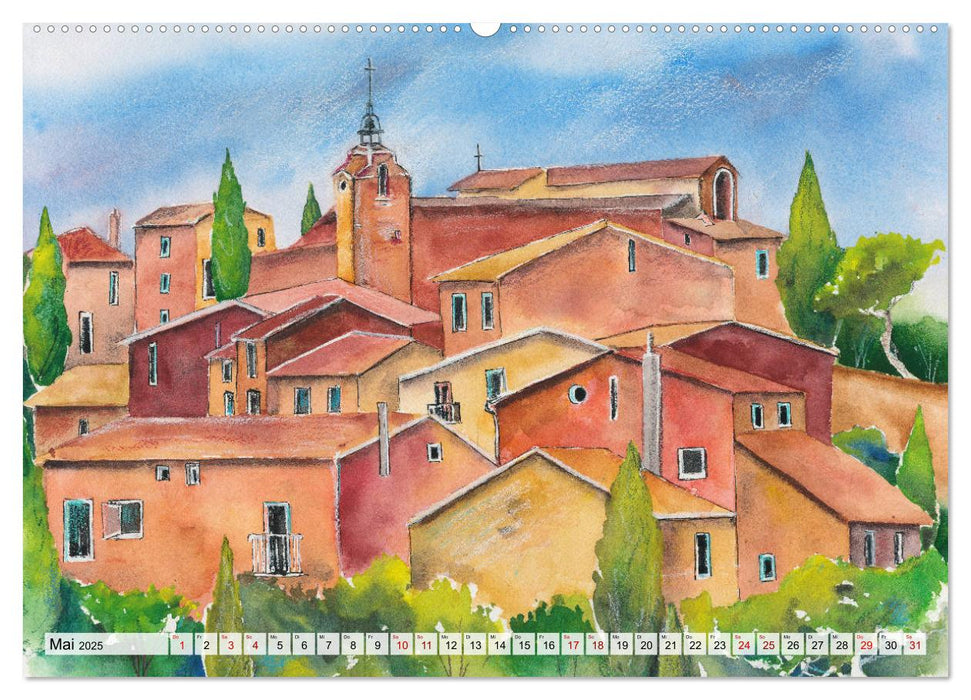 Frankreich Aquarelle (CALVENDO Premium Wandkalender 2025)