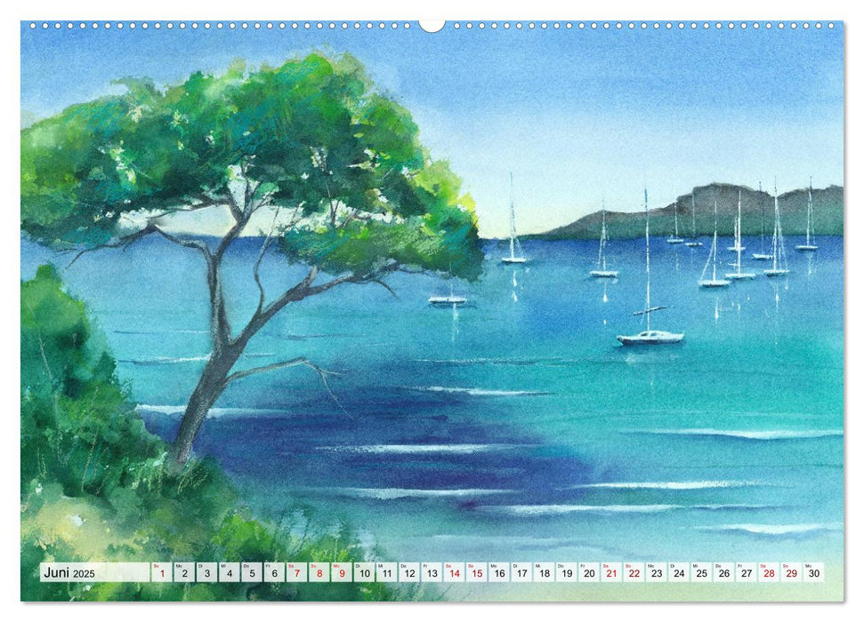 Frankreich Aquarelle (CALVENDO Premium Wandkalender 2025)