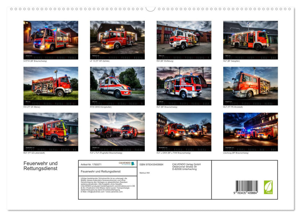 Feuerwehr und Rettungsdienst (CALVENDO Premium Wandkalender 2025)