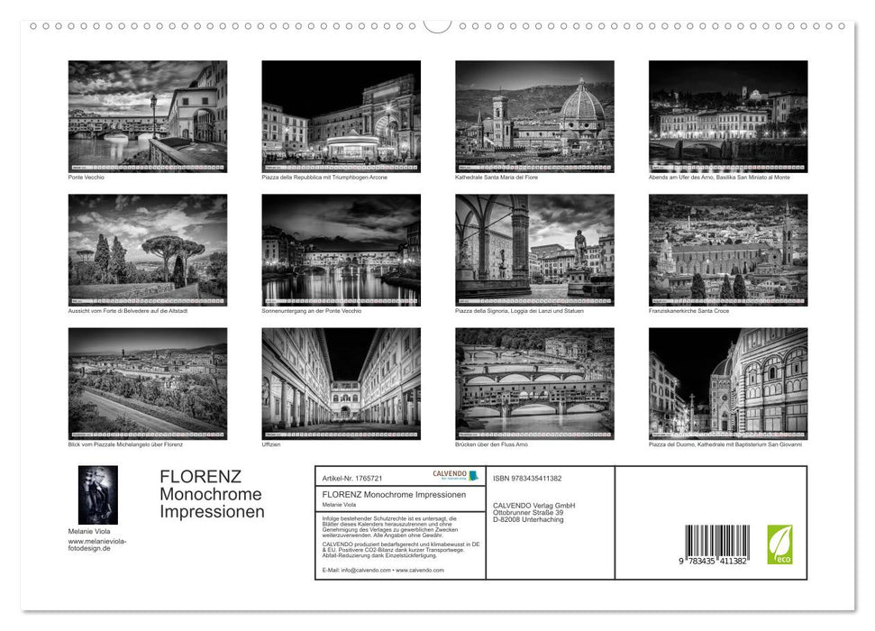 FLORENZ Monochrome Impressionen (CALVENDO Premium Wandkalender 2025)