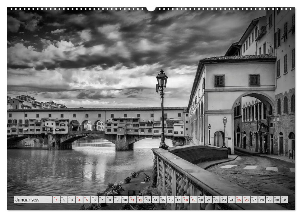 FLORENZ Monochrome Impressionen (CALVENDO Premium Wandkalender 2025)