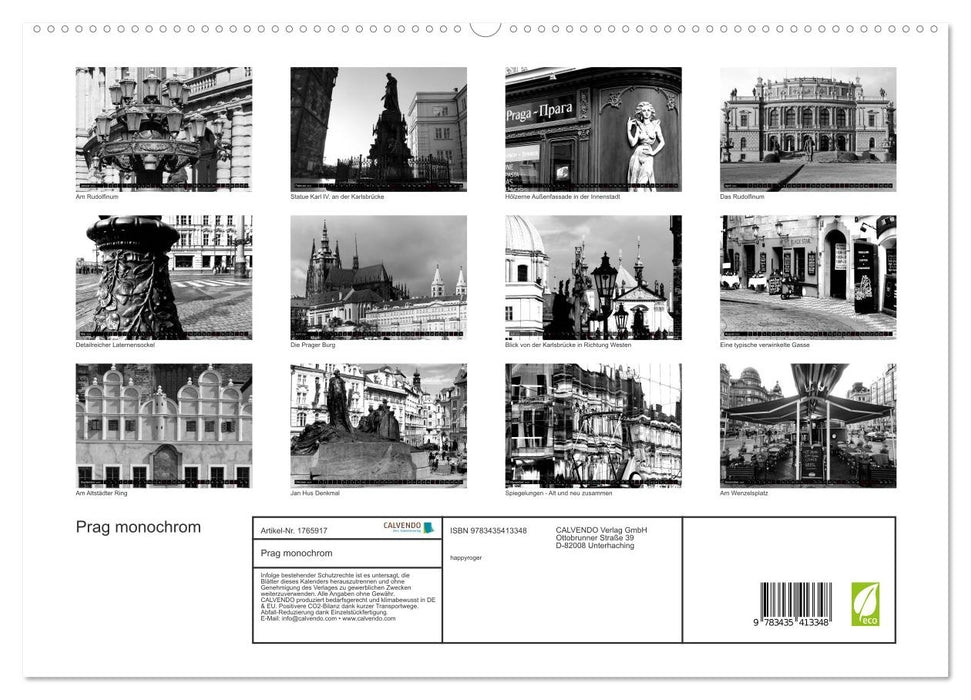 Prag monochrom (CALVENDO Premium Wandkalender 2025)