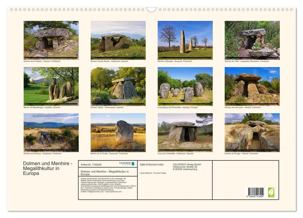 Dolmen und Menhire - Megalithkultur in Europa (CALVENDO Wandkalender 2025)