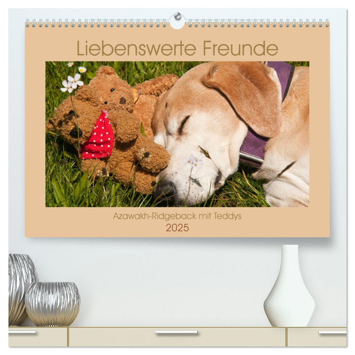 Liebenswerte Freunde - Azawakh-Ridgeback mit Teddys (CALVENDO Premium Wandkalender 2025)