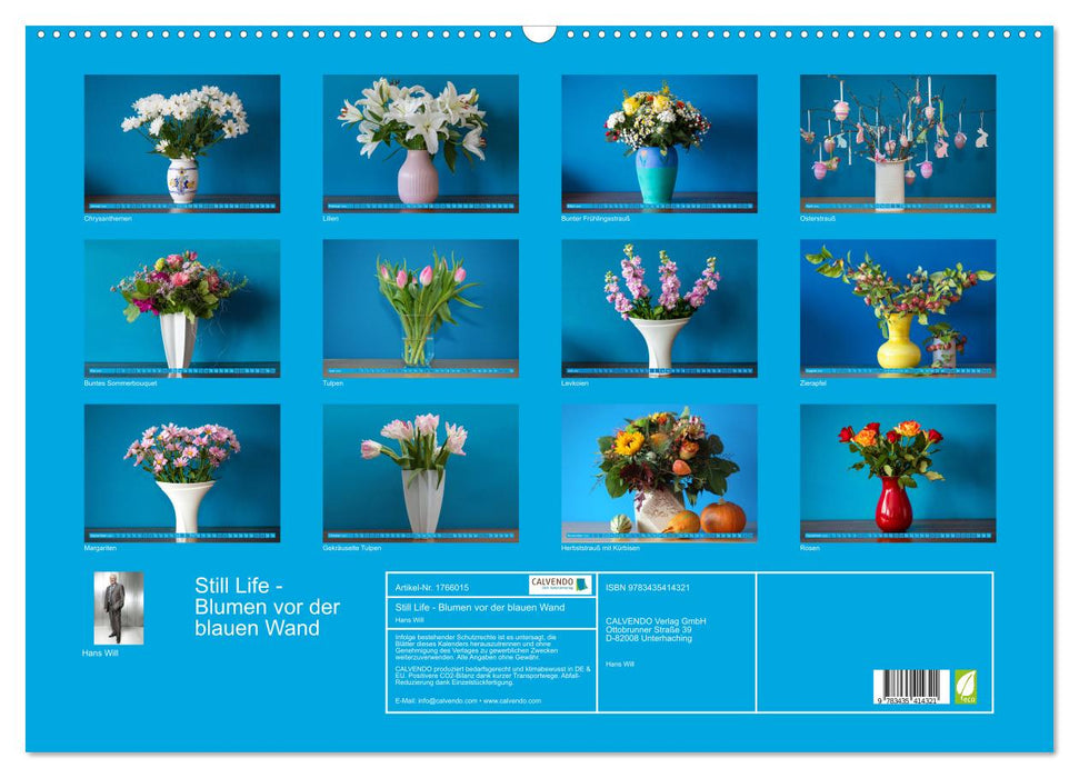 Still Life - Blumen vor der blauen Wand (CALVENDO Wandkalender 2025)