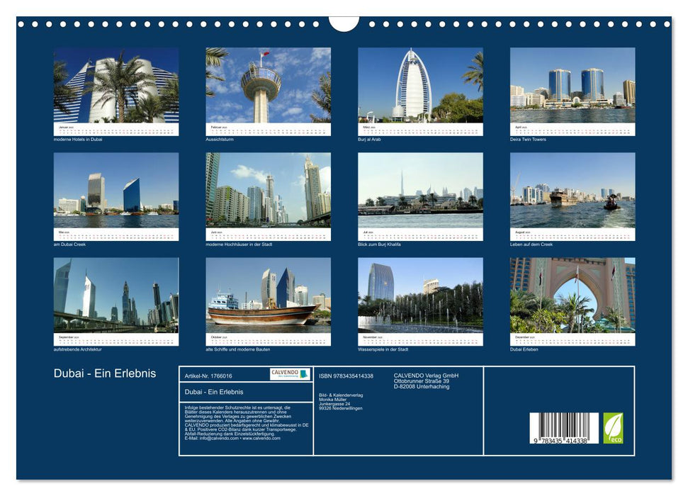 Dubai - Ein Erlebnis (CALVENDO Wandkalender 2025)