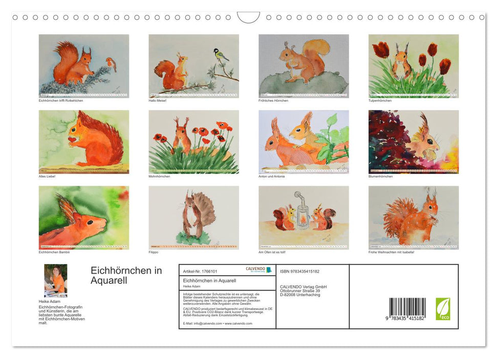 Eichhörnchen in Aquarell (CALVENDO Wandkalender 2025)