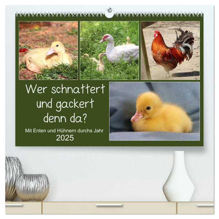 Wer gackert und schnattert denn da? Mit Enten und Hühnern durchs Jahr (CALVENDO Premium Wandkalender 2025)