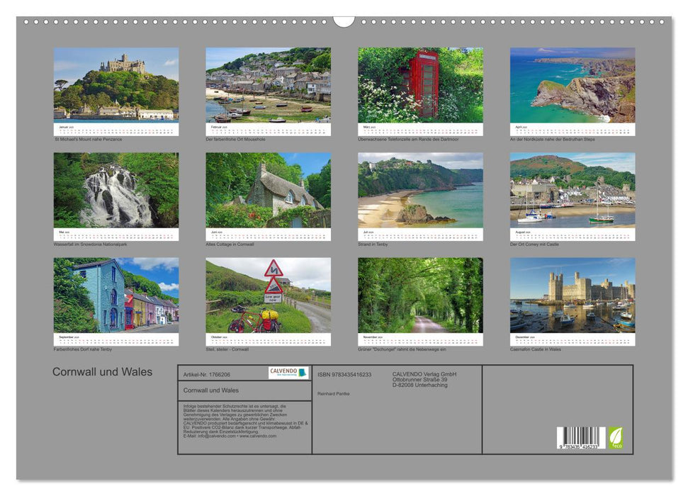 Cornwall und Wales (CALVENDO Wandkalender 2025)