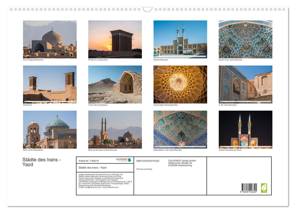 Städte des Irans - Yazd (CALVENDO Wandkalender 2025)