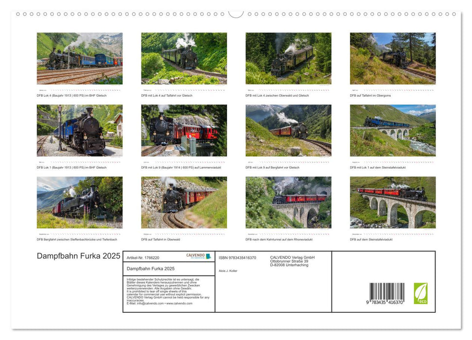 Dampfbahn Furka 2025 (CALVENDO Premium Wandkalender 2025)