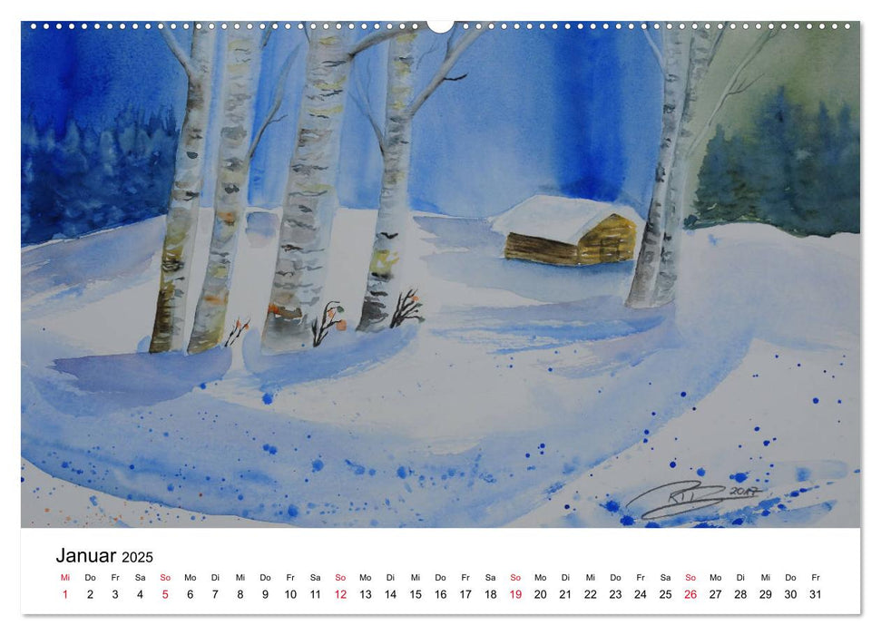 Landschafts-Aquarelle 2025 Roswita Ilona Baumann (CALVENDO Premium Wandkalender 2025)