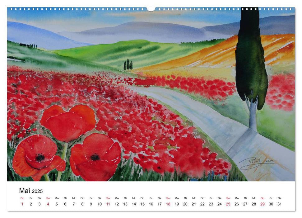 Landschafts-Aquarelle 2025 Roswita Ilona Baumann (CALVENDO Premium Wandkalender 2025)