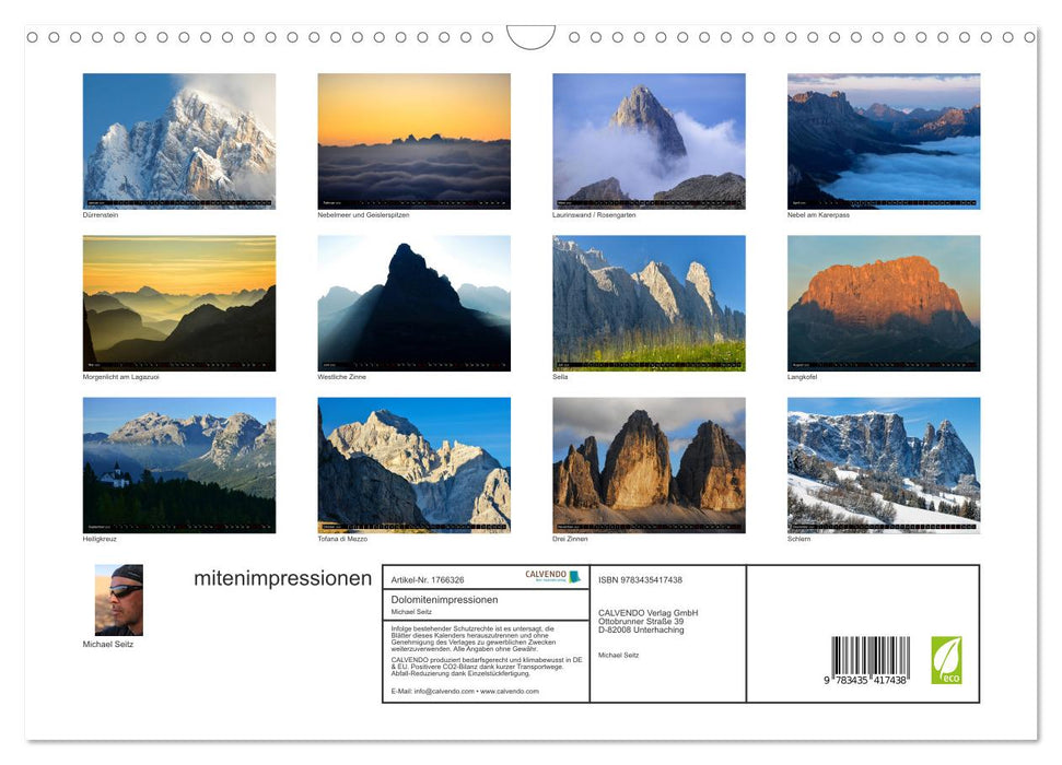 Dolomitenimpressionen (CALVENDO Wandkalender 2025)