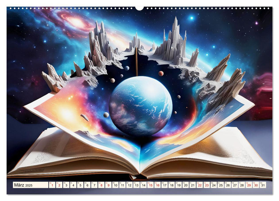 Fantasy-Bücher Schönheit des Universums (CALVENDO Wandkalender 2025)