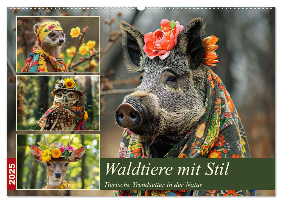 Waldtiere mit Stil. Tierische Trendsetter in der Natur (CALVENDO Wandkalender 2025)