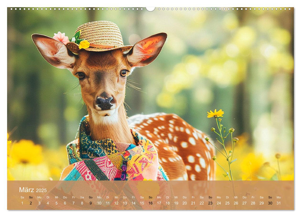 Waldtiere mit Stil. Tierische Trendsetter in der Natur (CALVENDO Wandkalender 2025)