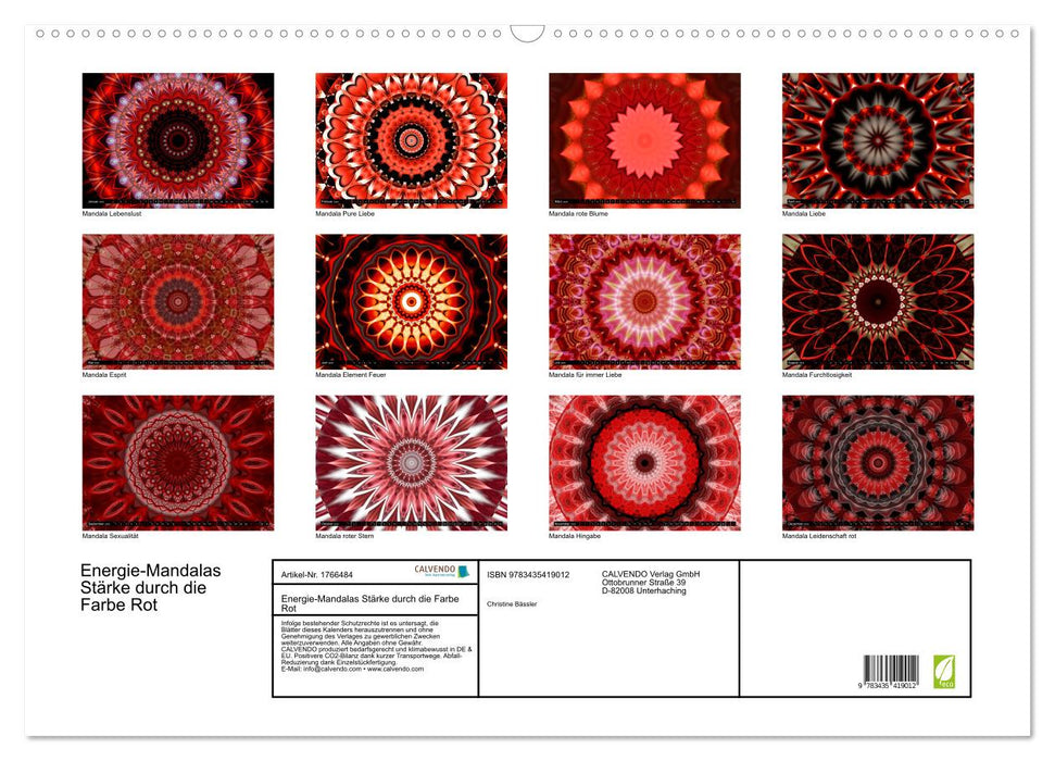 Energie-Mandalas Stärke durch die Farbe Rot (CALVENDO Wandkalender 2025)