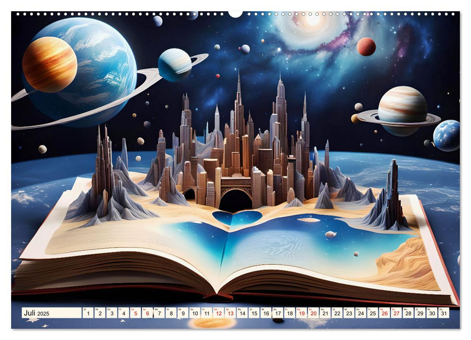 Fantasy-Bücher Schönheit des Universums (CALVENDO Premium Wandkalender 2025)