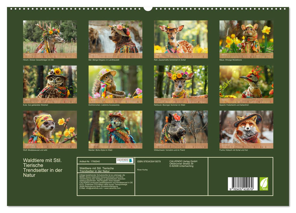 Waldtiere mit Stil. Tierische Trendsetter in der Natur (CALVENDO Premium Wandkalender 2025)