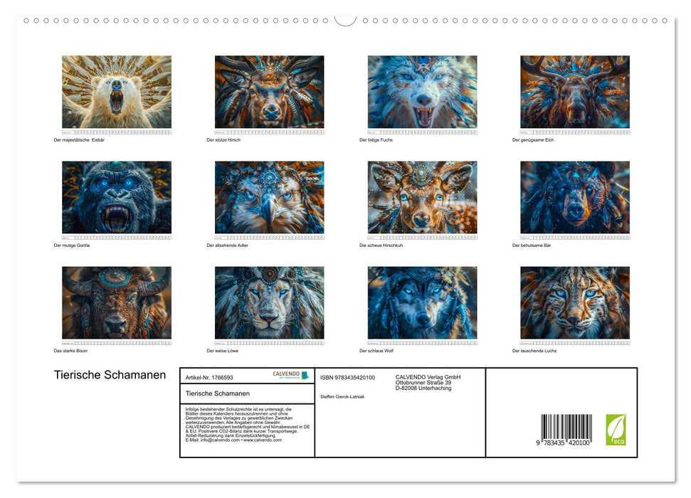 Tierische Schamanen (CALVENDO Premium Wandkalender 2025)