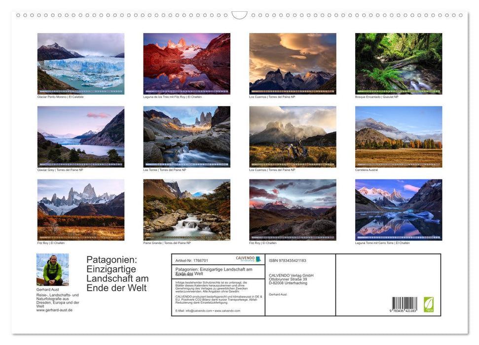 Patagonien: Einzigartige Landschaft am Ende der Welt (CALVENDO Wandkalender 2025)